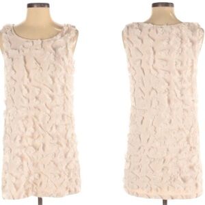 H&M Sleeveless Shift Dress With 3D Floral Appliqué Cream Size Small